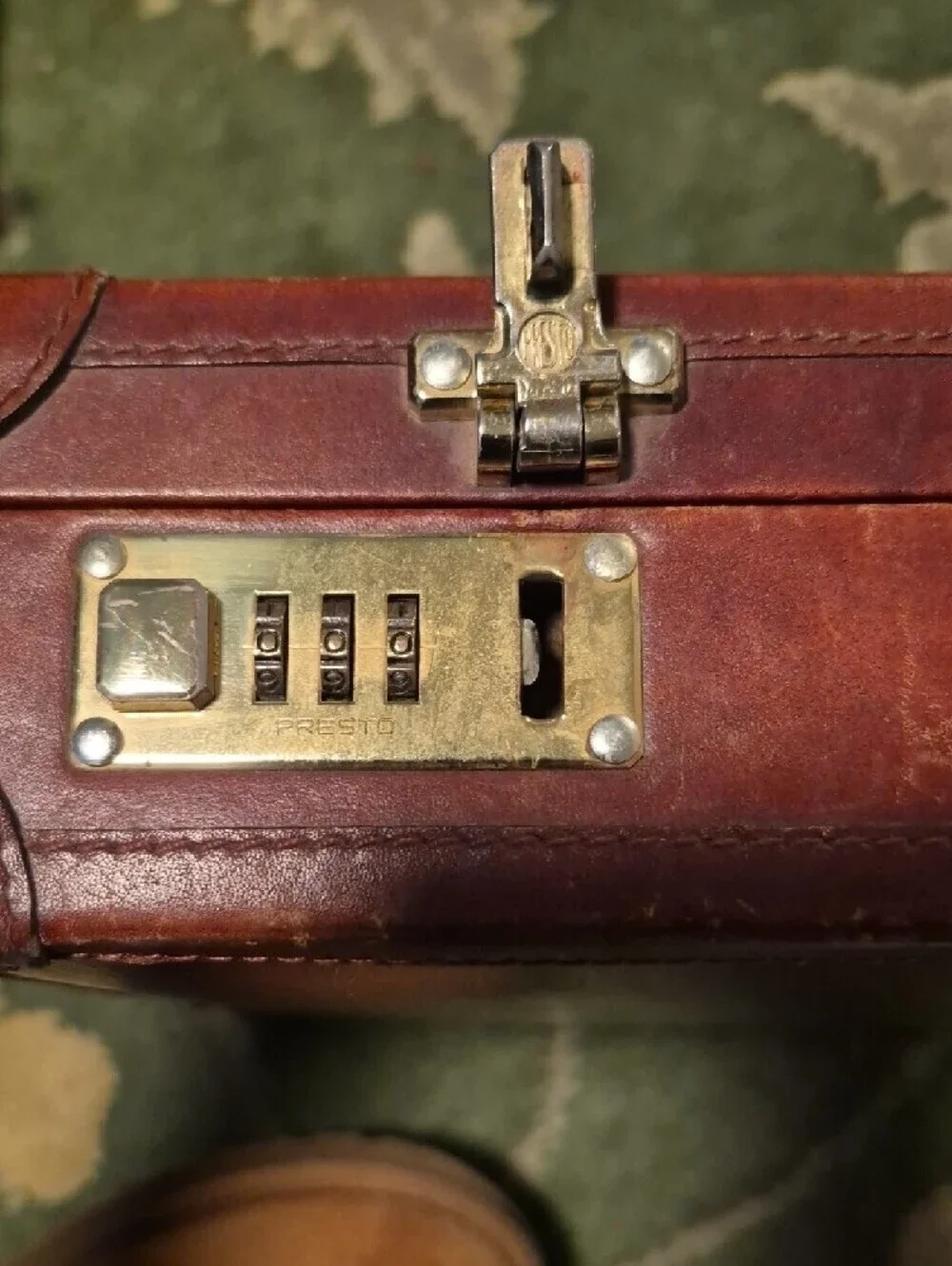 Tumi Burgundy Leather Men's Briefcase with Gold Hardware
